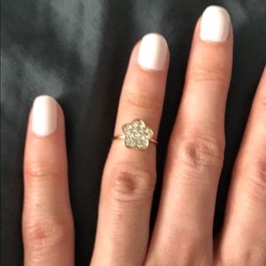 Dry Goods Daisy Flower Rhinestone Gold Midi Ring